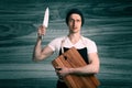 Chef With A Knife Royalty Free Stock Photo