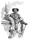 Chief from Odisha or Orissa, Eastern India. History and Culture of Asia. Antique Vintage Illustration. 19th Century