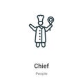 Chief outline vector icon. Thin line black chief icon, flat vector simple element illustration from editable people concept Royalty Free Stock Photo