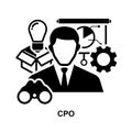 Chief product officer icon, CPO icon, business concept background