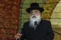 Chief Rabbi of Podil synagogue Yaakov Dov Bleich speaks at Synagogue Place for Reflection in Babyn Yar in Kyiv, Ukraine