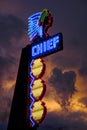 Chief Theater Sign Glowing Neon Light at Night