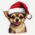 Chihuahua in Claus Couture: Cute Christmas Illustration Clipart - Isolated on White Background - Generative AI