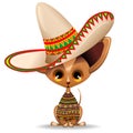 Chihuahua Cute Tiny Puppy with Mexican Sombrero Vector Illustration Royalty Free Stock Photo