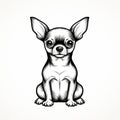 Cute Chihuahua: Stylized Animal Illustrations In Black And White