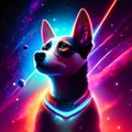 Chihuahua dog in space with cosmic background. Vector illustration. AI generated