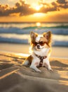 chihuahua dog with sunglasses, on a beach, ia Royalty Free Stock Photo