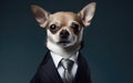 Chihuahua dog wearing a business suite studio portrait