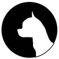 Chihuahua dog white head in black round vector silhouette