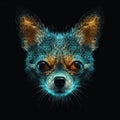 Chihuahua Face Shape In Fire On Black Background. Generative AI