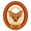 Chihuahua Portrait, Dog Bone Pet Tag, Wood Frame