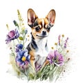 Chihuahua watercolor clipart on white background