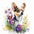 Chihuahua watercolor clipart on white background