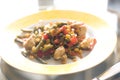 Chiken meat and vegetables on plate