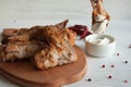 Chiken wings with sour creme Royalty Free Stock Photo