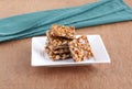 Chikki Indian Sweet in a Plate Royalty Free Stock Photo