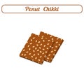 Chikki the most loved sweet in Gujarat state during utttrayan, penut chikki vector illustration created on white background