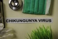 Chikungunya Virus with inspiration and healthcare/medical concept on desk background