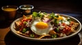 Chilaquiles and salsa in a delicious Mexican breakfast Royalty Free Stock Photo