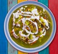 Chilaquiles verdes green Mexico recipe Royalty Free Stock Photo