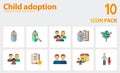 Child Adoption icon set. Collection of simple elements such as the new born, investigate, adoption, twins, orphanage