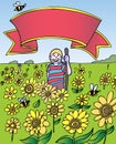 Child Adventure: Sunflower Field with Banner