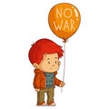 A Child against War, isolated vector illustration. Antiwar concept.