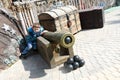 Child Aims with Antique Cannon