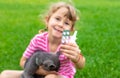 The child is allergic to cats. Selective focus. Royalty Free Stock Photo