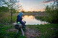 Child alone sitting and thinking Royalty Free Stock Photo