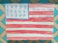 Child artwork with a flag of the United States