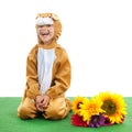 Child as easter hare with flowers Royalty Free Stock Photo