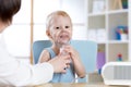 Child with asthma problems making inhalation with mask on her face Royalty Free Stock Photo