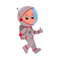 Child Astronaut Character in Outer Space Suit Showing Thumbs up, Boy Dreaming of Becoming an Astronaut Cartoon Style Royalty Free Stock Photo