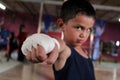 Child athlete practicing box Royalty Free Stock Photo