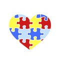 Child autism awareness icon. Puzzle heart shape icon. Royalty Free Stock Photo