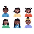 Child avatars of happy afroamerican girls in flat style