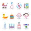 Child, Baby and Baby Online Shop Icons Royalty Free Stock Photo