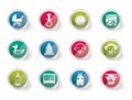Child, Baby and Baby Online Shop Icons over colored background Royalty Free Stock Photo