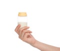 Child baby feeding bottle container with milk Royalty Free Stock Photo