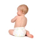 Child baby toddler sitting facing backwards from the back rear v Royalty Free Stock Photo