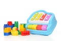 Child baby toys collage lego duck toy xylophone Royalty Free Stock Photo