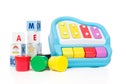 Child baby toys collage paint bricks with letters xylophone