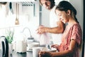Child baking with parent Royalty Free Stock Photo