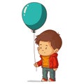 Cute little boy, holding a vivid floating balloon, isolated vector illustration. Royalty Free Stock Photo