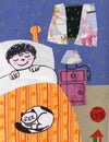 Child at bed - collage Royalty Free Stock Photo
