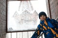 Child in bell tower of Epiphany Cathedral in Kazan Royalty Free Stock Photo