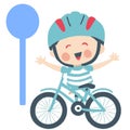 Child bicycle safety vector graphics