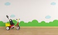 Child bicycle in white room for mockup, 3D rendering
