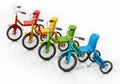 Child bicycles or tricycles isolated on white background. 3D illustration